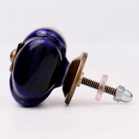 Navy Blue Handmade Ceramic Square Cabinet Knob